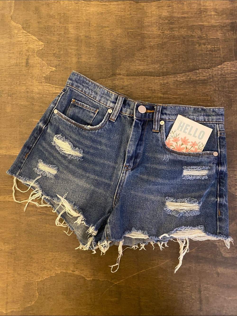 Blank NYC Barrow High Rise Frayed Hem Distressed Denim Jean Shorts
